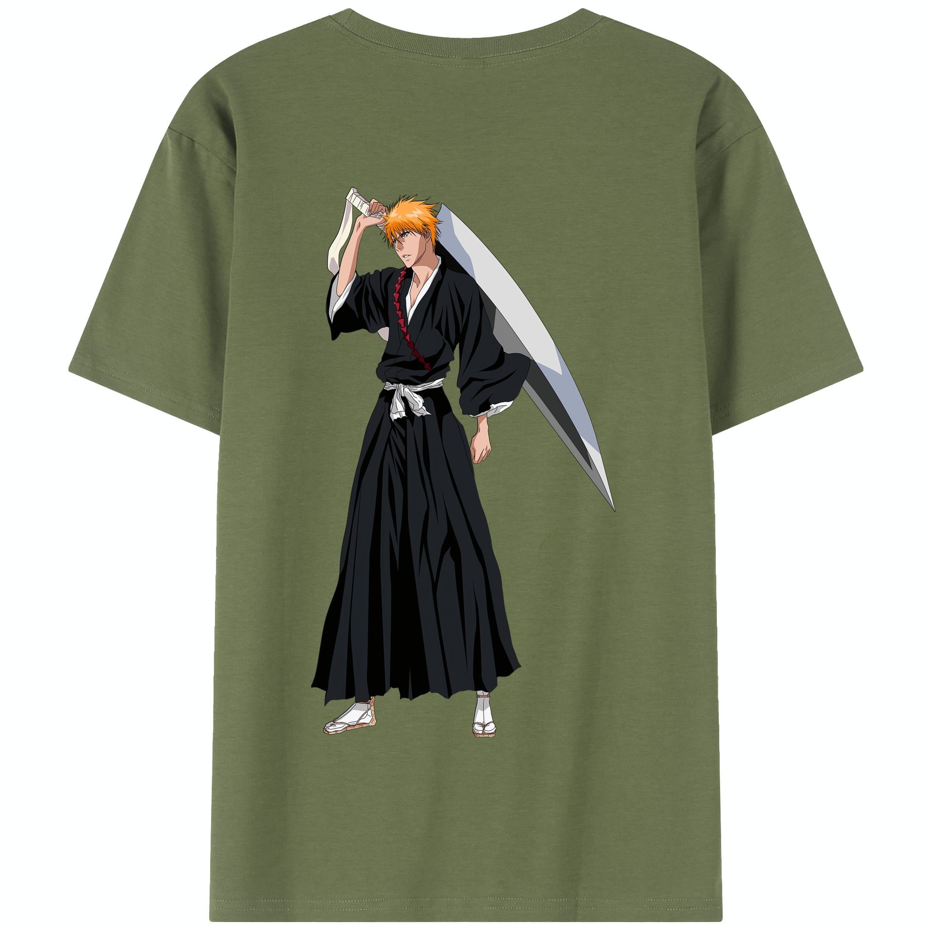 （画像用） ブリーチ 黒崎一護（くろさき いちご）BLEACH Kurosaki Ichigo 綿100％半袖Tシャツ（背面プリント）